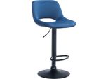 Sgabello Da Bar In Velluto - Sgabello Alto - Regolabile In Altezza E Girevole Per Un Maggiore Comfort | Colore: Blu | Materiale Telaio: Metallo Nero Opaco