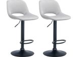 Set Di 2 Sgabelli Da Bar In Velluto - Sgabello Da Bar - Regolabile In Altezza E Girevole A 360° | Colore: Grigio Chiaro. Materiale Telaio: Metallo Nero Opaco