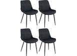 4 Pezzi Di Sedie Da Pranzo In Velluto - Sedie Da Cucina - Elevato Comfort Di Seduta | Colore: Nero