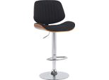 Sgabello Da Bar Con Rivestimento In Tessuto - Struttura In Legno - Design Girevole E Regolabile In Altezza A 360° | Colore: Noce/Nero | Colore Base: Cromo