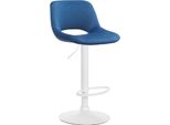 Sgabello Da Bar In Velluto - Sgabello Alto - Regolabile In Altezza E Girevole Per Un Maggiore Comfort | Colore: Blu | Materiale Base: Metallo Bianco Opaco