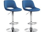 Set Di 2 Sgabelli Da Bar In Velluto - Sgabello Da Bar - Regolabile In Altezza E Girevole A 360° | Colore: Blu | Materiale Base: Metallo Effetto Cromato