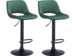 Set Di 2 Sgabelli Da Bar In Velluto - Sgabello Da Bar - Regolabile In Altezza E Girevole A 360° | Colore: Verde | Materiale Telaio: Metallo Nero Opaco
