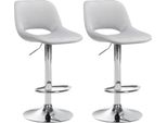 Set Di 2 Sgabelli Da Bar In Velluto - Sgabello Da Bar - Regolabile In Altezza E Girevole A 360° | Colore: Grigio Chiaro. Materiale Base: Metallo Cromato