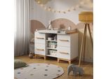 Vitalispa Fasciatoio Malia, 133 X 98 Cm Xl Con 4 Cassetti, Bianco/Artisan/Artigiano