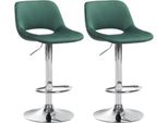 Set Di 2 Sgabelli Da Bar In Velluto - Sgabello Da Bar - Regolabile In Altezza E Girevole A 360° | Colore: Verde | Materiale Base: Metallo In Look Cromato