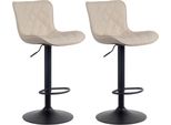 Set Di 2 Sgabelli Da Bar - Sgabello Alto - Design Moderno, Regolabile In Altezza E Girevole A 360° | Colore: Crema | Materiale: Pelle Finta