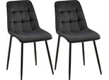 Set Di 2 Sedie Da Pranzo - Sedie In Velluto - Elevato Comfort Di Seduta | Colore: Nero | Materiale: Morbido