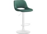 Sgabello Da Bar In Velluto - Sgabello Alto - Regolabile In Altezza E Girevole Per Un Maggiore Comfort | Colore: Verde | Materiale Base: Metallo Bianco Opaco