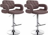 Set Di 2 Sgabelli Da Bar Con Rivestimento In Tessuto - Stampelle - Regolabili In Altezza | Colore: Marrone