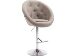 Sgabello Da Bar - Sgabello Alto - Ottimo Comfort Di Seduta E Girevole A 360°, Regolabile In Altezza | Colore: Taupe | Colore Base: Cromo