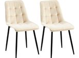 Set Di 2 Sedie Da Pranzo - Sedie In Velluto - Elevato Comfort Di Seduta | Colore: Crema | Materiale: Morbido