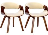 Set Di 2 Sedie Da Pranzo - Sedie Comode - Schienale Di Sostegno | Colore: Noce/Crema | Materiale: Pelle Finta
