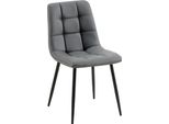 Sedia Da Pranzo In Pelle Finta - Sedia - Rivestimento Di Facile Manutenzione, Elevato Comfort Di Seduta | Colore: Grigio Scuro