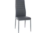 Sedia Da Pranzo - Sedia Da Cucina - Elevato Comfort Di Seduta, Robusta Struttura In Metallo | Colore: Grigio | Materiale: Pelle Finta