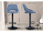 Sgabello Moderno - Sgabello - Altezza Regolabile, Girevole A 360° E Rivestimento In Tessuto | Colore: Blu | Colore Base: Nero