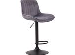 Sgabello Da Bar In Velluto - Design Moderno - Regolabile In Altezza E Girevole A 360° | Colore: Grigio Scuro, Colore Base: Nero