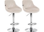 Set Di 2 Sgabelli Da Bar In Velluto - Sgabello Da Bar Regolabile In Altezza | Colore: Crema | Colore Base: Cromo