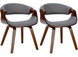 Set Di 2 Sedie Da Pranzo - Sedie Comode - Schienale Di Sostegno | Colore: Noce/Grigio | Materiale: Polvere