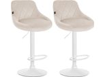 Set Di 2 Sgabelli Da Bar In Velluto - Sgabello Da Bar Regolabile In Altezza | Colore: Crema | Colore Base: Bianco