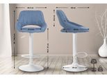 Sgabello Moderno - Sgabello - Altezza Regolabile, Girevole A 360° E Rivestimento In Tessuto | Colore: Blu | Colore Base: Bianco