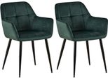 Set Di 2 Sedie Da Pranzo In Velluto - Sedie - Seduta Confortevole, Design Che Richiede Poca Manutenzione | Colore: Verde