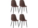 Set Di 4 Sedie Da Pranzo - Aggiornato - Di Facile Manutenzione - Design | Colore: Marrone | Materiale: Polvere