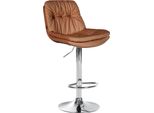 Sgabello Da Bar Pelle Artificiale - Sgabello - Elevato Comfort Di Seduta - Facile Da Pulire - Moderno E Regolabile | Colore: Marrone Chiaro | Materiale Base: Metallo Effetto Cromato