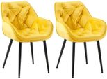 Set Di 2 Sedie Da Pranzo In Velluto - Set Di Sedie - Design Moderno E Comfort | Colore: Giallo