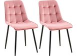 Set Di 2 Sedie Da Pranzo - Sedie In Velluto - Elevato Comfort Di Seduta | Colore: Rosa | Materiale: Morbido