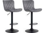 Set Di 2 Sgabelli Da Bar - Sgabello Alto - Design Moderno, Regolabile In Altezza E Girevole A 360° | Colore: Grigio Scuro. Materiale: Morbido