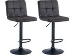 Set Di 2 Sgabelli Da Bar In Velluto - Sgabello - Regolabile In Altezza E Ruotabile A 360° | Colore: Nero | Colore Base: Nero