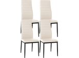 Set Di 4 Sedie Per Sala Da Pranzo - Set Per Sala Da Pranzo - Comodo Schienale Alto, Design Moderno | Colore: Crema | Materiale: Pelle Finta