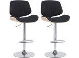 Set Di 2 Sgabelli Da Bar - Seggioloni - Regolabili In Altezza E Girevoli | Colore: Naturale/Nero | Colore Base: Cromo