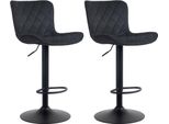 Set Di 2 Sgabelli Da Bar - Sgabello Alto - Design Moderno, Regolabile In Altezza E Girevole A 360° | Colore: Nero | Materiale: Morbido