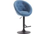 Sgabello Da Bar - Sgabello Alto - Ottimo Comfort Di Seduta E Girevole A 360°, Regolabile In Altezza | Colore: Blu | Colore Base: Nero
