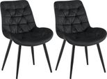 Set Di 2 Sedie Da Pranzo - Sedie In Velluto - Elevato Comfort Di Seduta | Colore: Nero