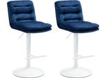 Set Di 2 Sgabelli Da Bar In Velluto - Eleganti Sgabelli Alti - Regolabili E Girevoli A 360°