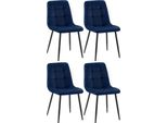 Set Di 4 Sedie Da Pranzo - Sedie Da Pranzo - Posizione Di Seduta Comoda, Facile Da Pulire | Colore: Blu | Materiale: Morbido