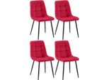 Set Di 4 Sedie Da Pranzo - Sedie Da Pranzo - Posizione Di Seduta Comoda, Facile Da Pulire | Colore: Rosso | Materiale: Morbido
