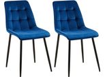 Set Di 2 Sedie Da Pranzo - Sedie In Velluto - Elevato Comfort Di Seduta | Colore: Blu Scuro | Materiale: Morbido