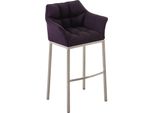 Sgabello Da Bar Con Rivestimento In Tessuto - Sgabello Da Bar - Struttura Extra Confortevole In Acciaio Inox Color Argento | Colore: Viola | Colore Base: Acciaio Inox