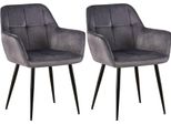 Set Di 2 Sedie Da Pranzo In Velluto - Sedie - Seduta Confortevole, Design Di Facile Manutenzione | Colore: Grigio