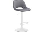 Sgabello Da Bar In Velluto - Sgabello Alto - Regolabile In Altezza E Girevole Per Un Maggiore Comfort | Colore: Grigio Scuro, Base In Metallo Bianco Opaco