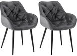 Set Di 2 Sedie Da Pranzo In Velluto - Set Di Sedie - Design Moderno E Comfort | Colore: Grigio Scuro