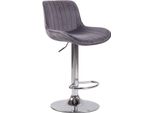 Sgabello Da Bar In Velluto - Design Moderno - Regolabile In Altezza E Girevole A 360° | Colore: Grigio Scuro, Colore Base: Cromo