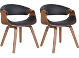 Set Di 2 Sedie Da Pranzo - Sedie Comode - Schienale Di Sostegno | Colore: Rovere/Nero | Materiale: Pelle Finta