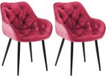 Set Di 2 Sedie Da Pranzo In Velluto - Set Di Sedie - Design Moderno E Comfort | Colore: Rosso