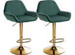 Set Di 2 Sgabelli Da Bar - Sgabello In Velluto - Elevato Comfort Di Seduta | Colore: Verde Scuro
