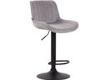Sgabello Da Bar In Velluto - Design Moderno - Regolabile In Altezza E Girevole A 360° | Colore: Grigio | Colore Base: Nero